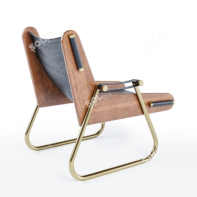 Modern Leather Lounge Chair 3D model image 2