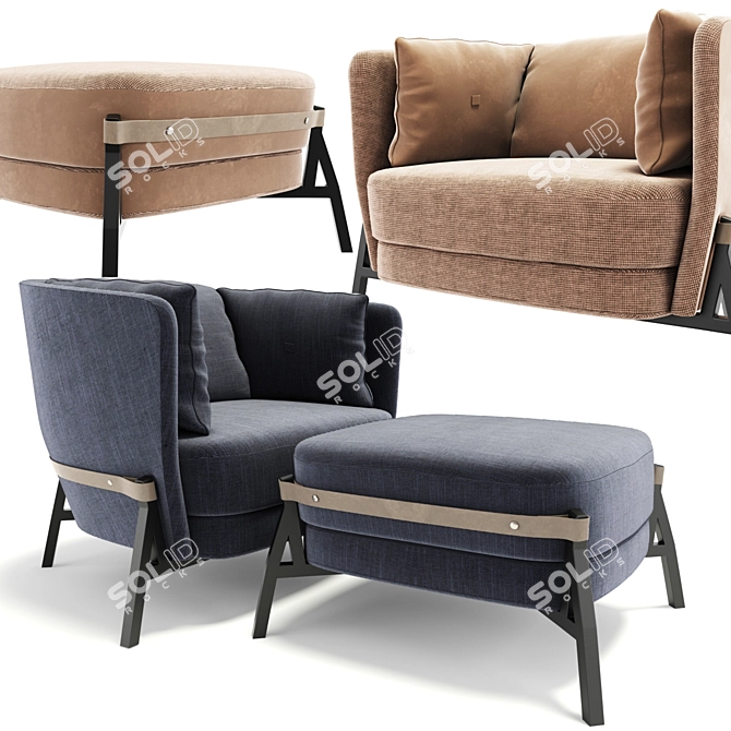 ComfortSway Armchair and Ottoman 3D model image 1