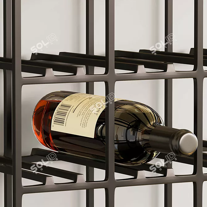 Industrial Iron Wine Rack: 3-Bottle Holder 3D model image 5