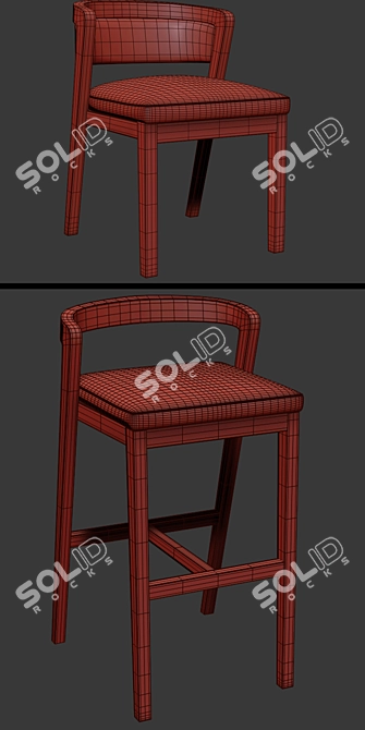 Elegant Venus Bar Stool & Dining Chair 3D model image 2