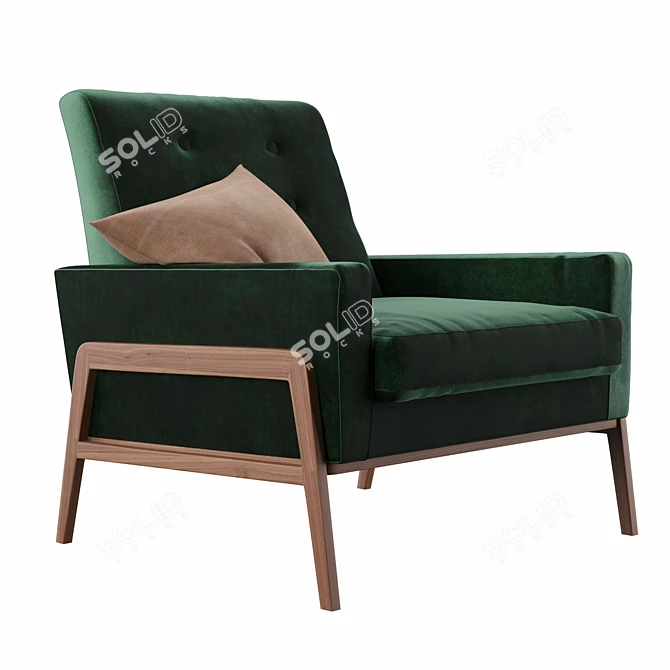 Nord- Balsam Green Velvet Chair 3D model image 2