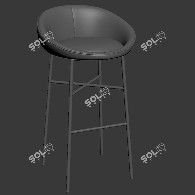 Elegant Bloom Bar Stool Set with Wood and Metal Legs 3D model image 3