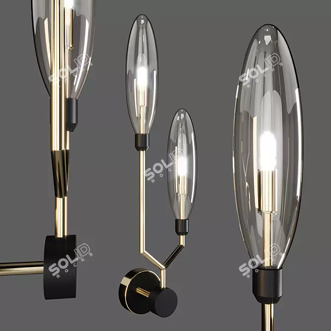 Maytoni Ventura Wall Lamp: Amber Glass Shades (MOD012-WL-02-G) 3D model image 1