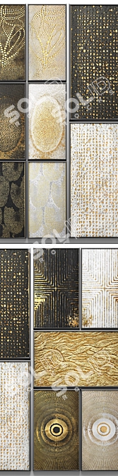 Gold Luxe Wall Art Collection 3D model image 2