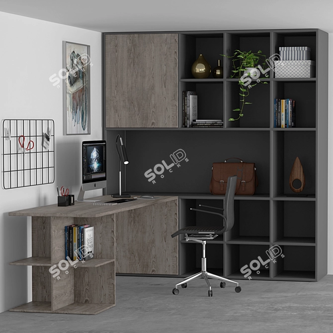 Sleek Office Set: iMac, Ferrara Chair, Lucenera Lamp 3D model image 1