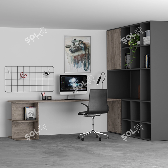 Sleek Office Set: iMac, Ferrara Chair, Lucenera Lamp 3D model image 2