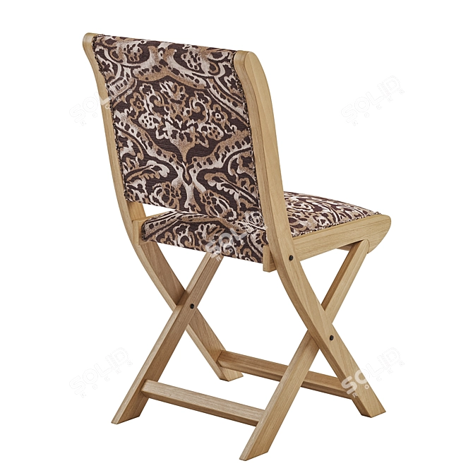 Sophisticated Embroidered Folding Chair 3D model image 2