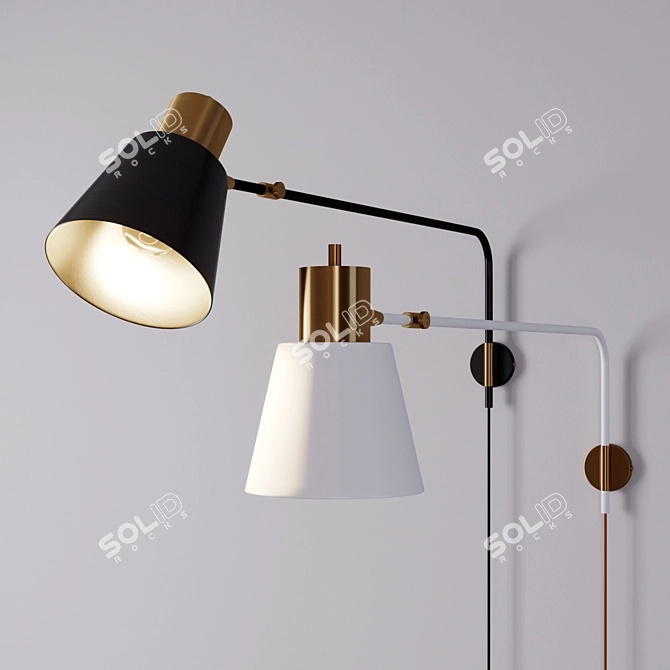 Vintage-inspired Adjustable Sconce 3D model image 1