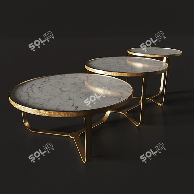 Luxury Golden Dining Table 3D model image 1