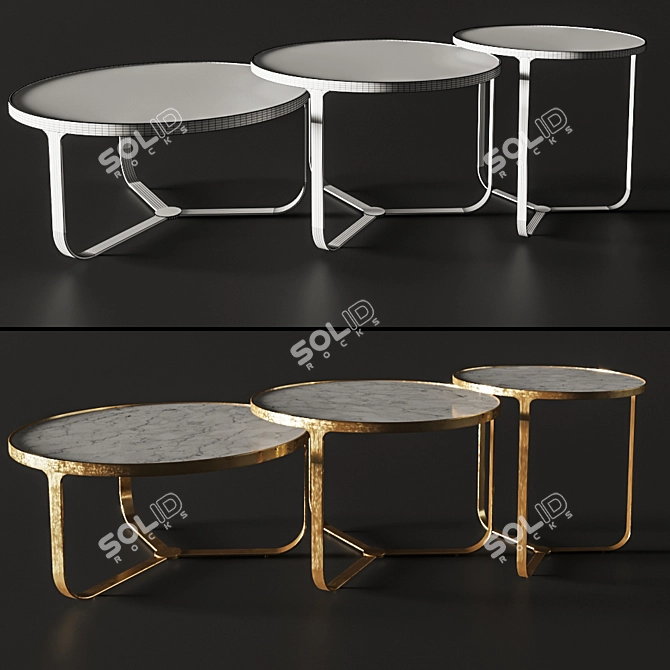 Luxury Golden Dining Table 3D model image 2