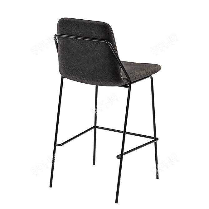 Modern Upholstered Sling Bar Stool 3D model image 2