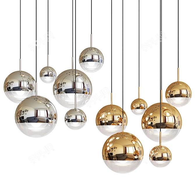 Elegant Glass Ball Pendant 3D model image 1