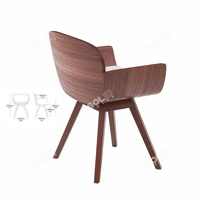 Porto Blue Bliss Dining Chair 3D model image 2