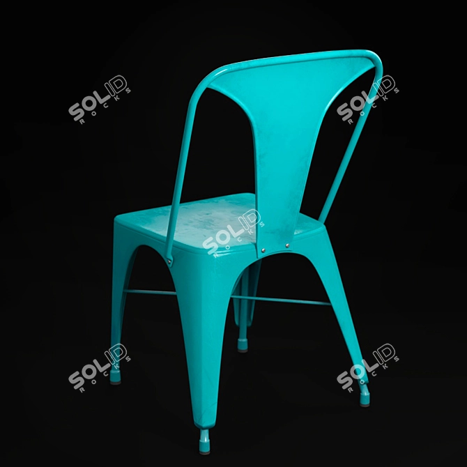 Turquoise Metal Chair MALIBU 3D model image 2