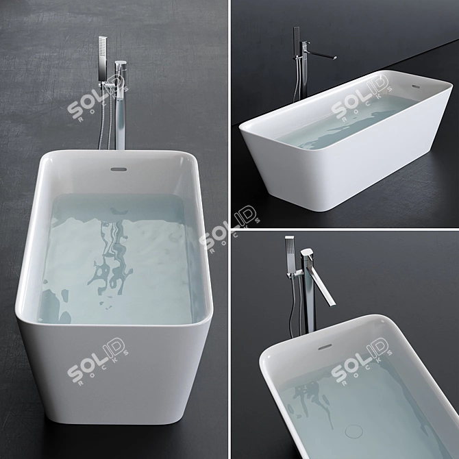 Sleek Freestanding Aquatek Bathtub 3D model image 1