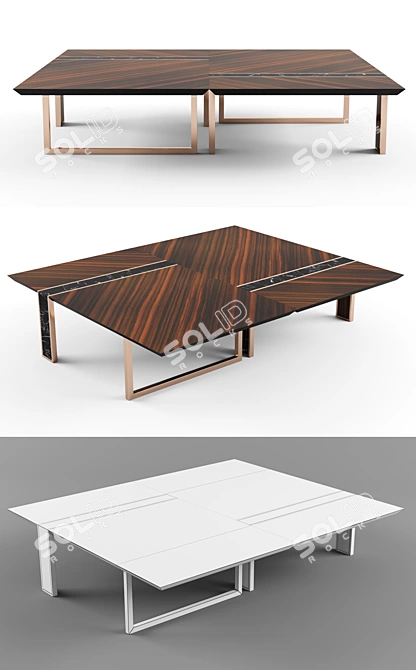 Elegant LINCOLN Rectangular Coffee Table 3D model image 2