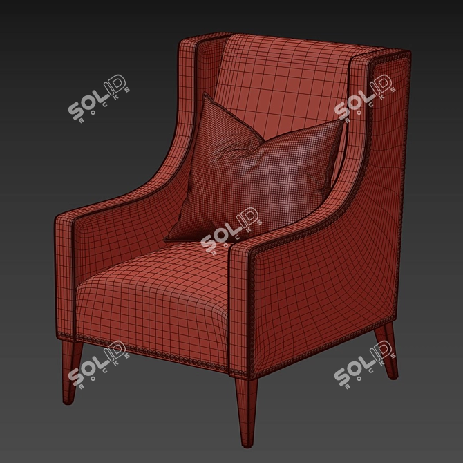 Elegant Wingback Armchair 3D model image 3