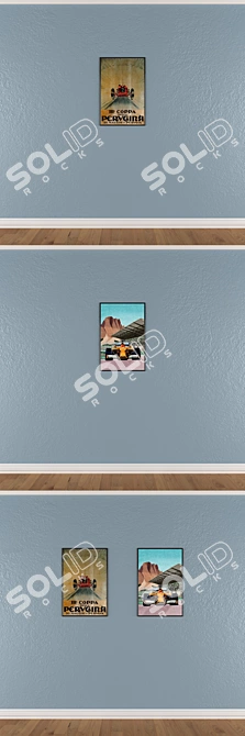 Artistic Set: 2 Paintings & 4 Frames 3D model image 3