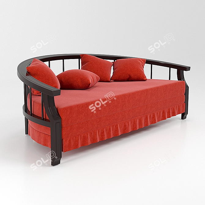 Elegant Velvet Sofa 3D model image 1