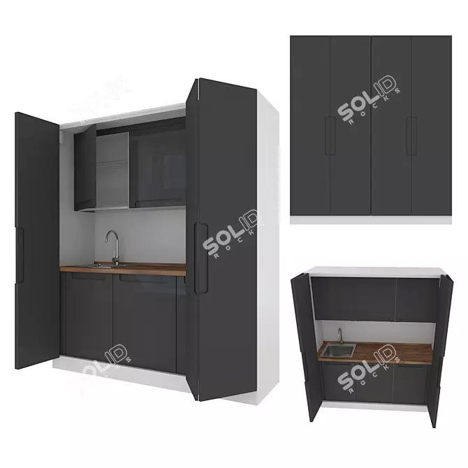 Compact Folding Mini Kitchen 3D model image 1