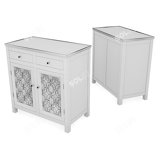 Moroccan-inspired Hand-Painted Cedar Dresser 3D model image 3