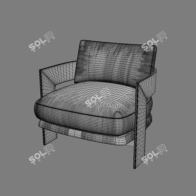 Vintage Milo Baughman Wood Base Chair 3D model image 2