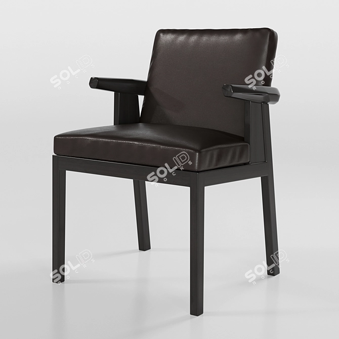 Sleek Oak Wood Armchair 3D model image 1