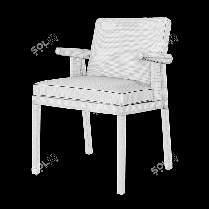 Sleek Oak Wood Armchair 3D model image 3