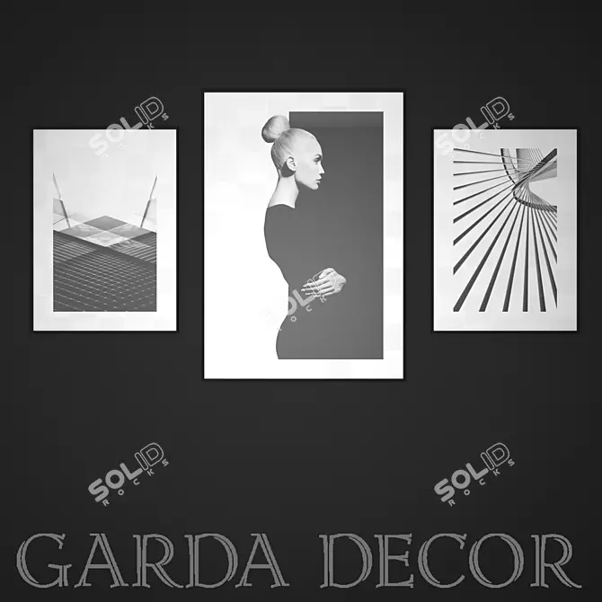 Black and White Poster Set 3D model image 1