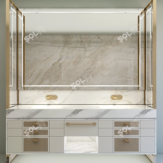 Elegant Bathroom Furniture Set 3D model image 1