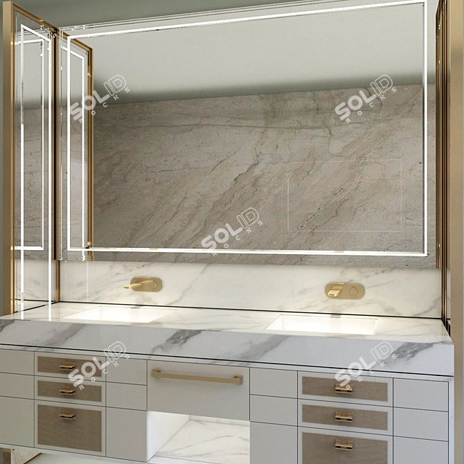 Elegant Bathroom Furniture Set 3D model image 2