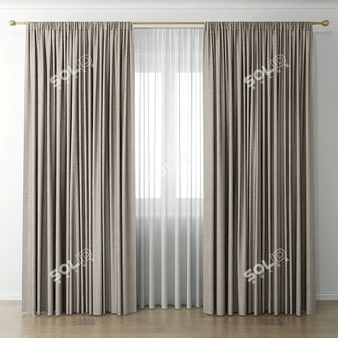 Elegant Curtain Panels 3D model image 1