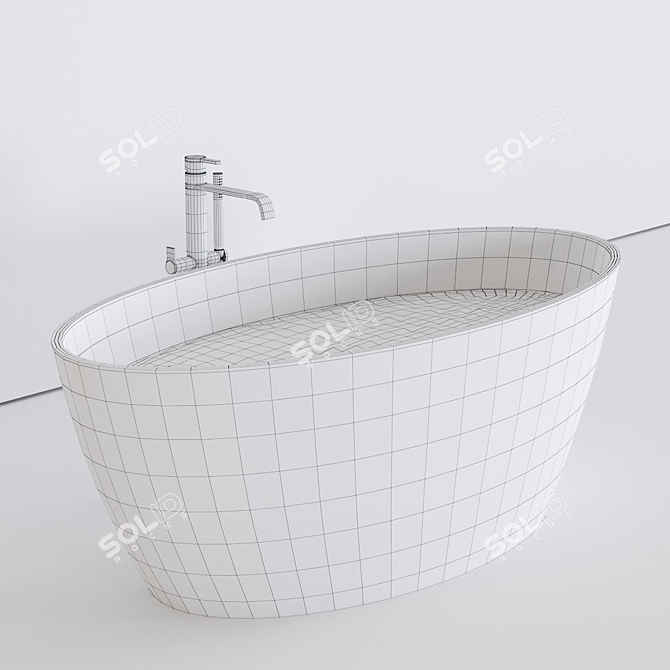 Luxury Freestanding Oval Lake Bathtub 3D model image 3