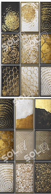 Golden Luxe Wall Art Collection 3D model image 2