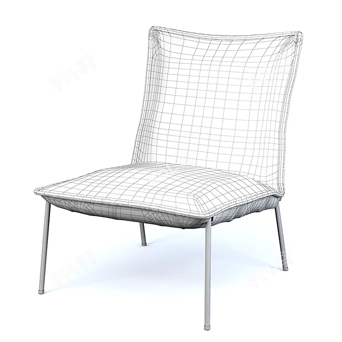 Industrial Metal Fabric Chair 3D model image 2