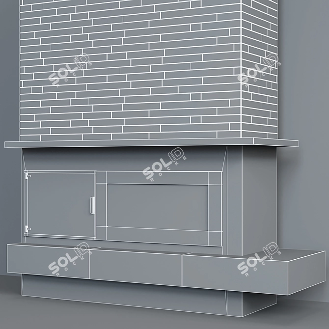 Sleek Stone Fireplace 3D model image 3