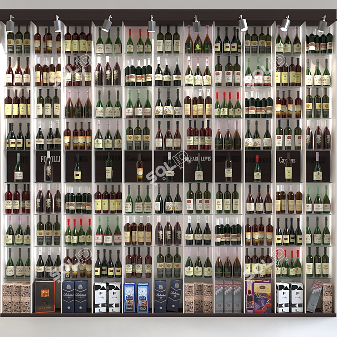 Deluxe Wine Cabinet Set: Alcohol, Wine, Sparkling, Brand 3D model image 1