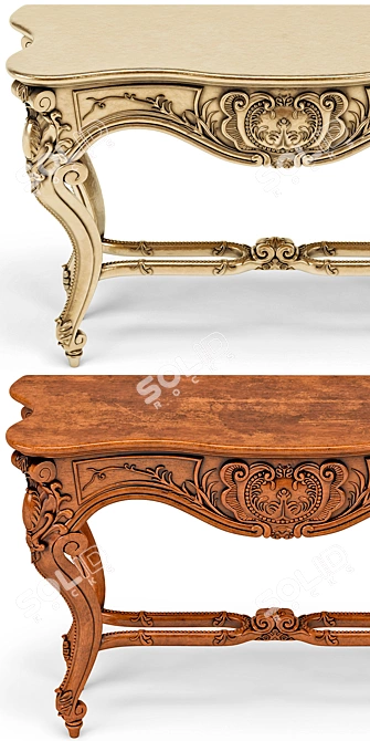 Regal Gold Leaf Louis XV Console 3D model image 2