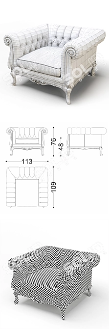 Sansone Classic Armchair: Timeless Beauty 3D model image 3