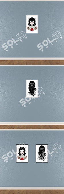 Versatile Wall Painting Set with Frames 3D model image 3