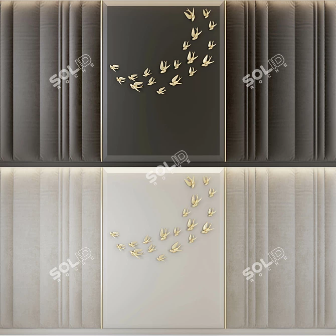 Gulls Decor Panel: Stylish Wall Decoration 3D model image 1