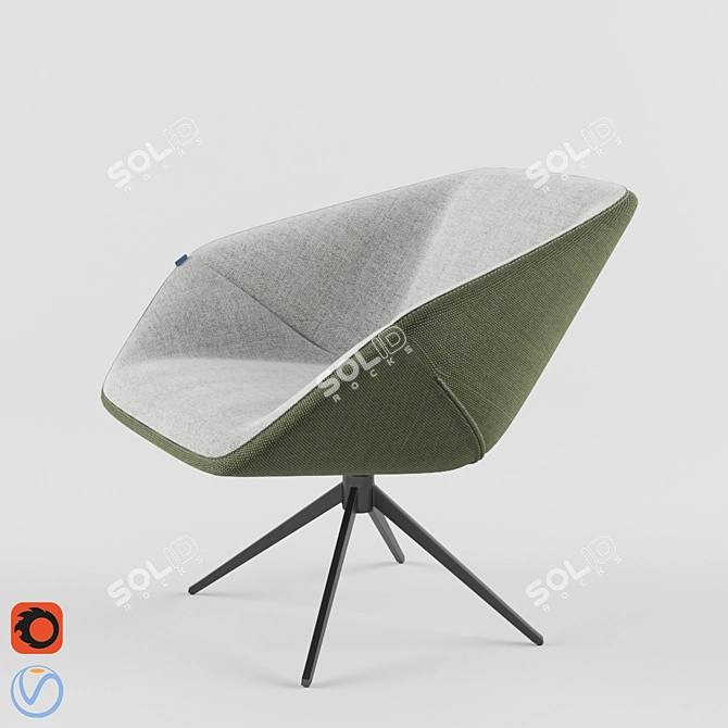 Sleek Steel Spade Lounger 3D model image 1