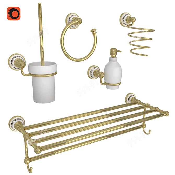 Luxury Gold Bathroom Set 3D model image 1