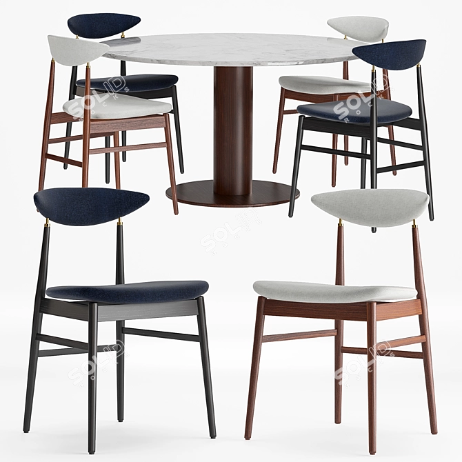 Modern Scandinavian Dining Chair: Gent UPH - Gubi 3D model image 1
