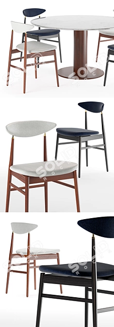 Modern Scandinavian Dining Chair: Gent UPH - Gubi 3D model image 2