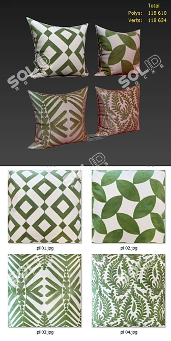 Sophia & William Decorative Pillows Set 3D model image 2