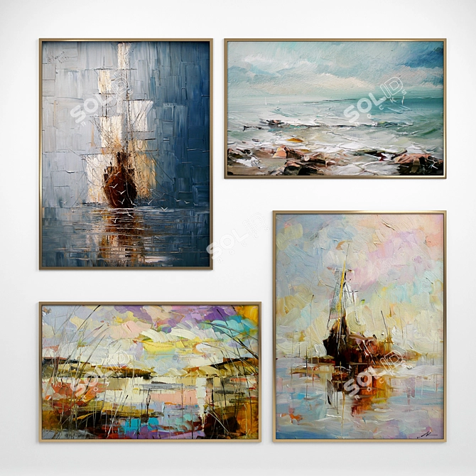 Modern Abstract Canvas Wall Art 3D model image 1