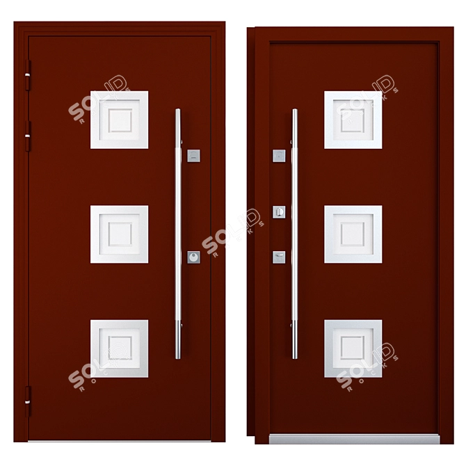 Modern Inox S-6 Metal Door 3D model image 3