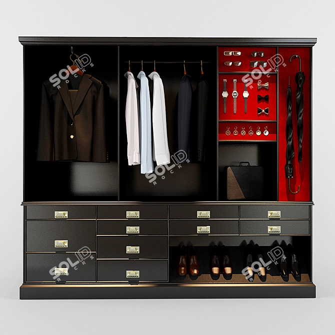 Elegant Walk-In Closet: Spacious & Stylish 3D model image 1