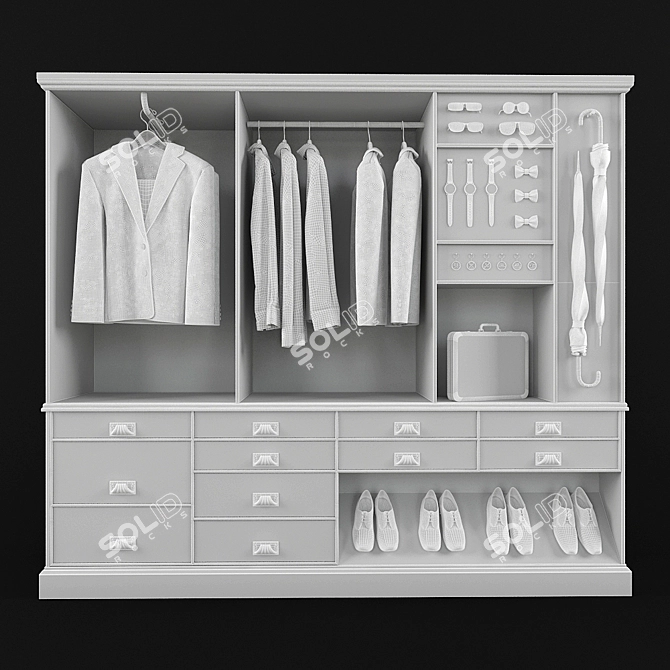 Elegant Walk-In Closet: Spacious & Stylish 3D model image 3